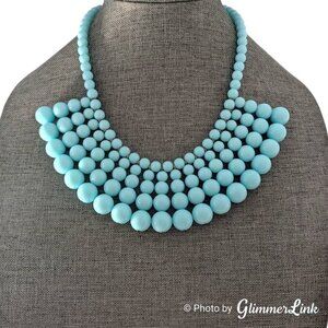J. Crew Aqua Blue Bib Necklace Chunky Beaded Statement